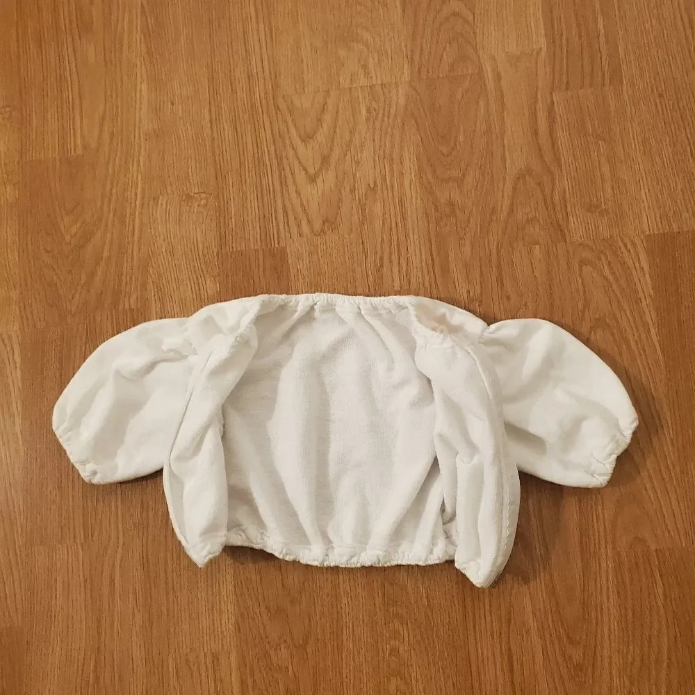 Il Gufo White Balloon Sleeve Front Zip Jacket size 9 months
